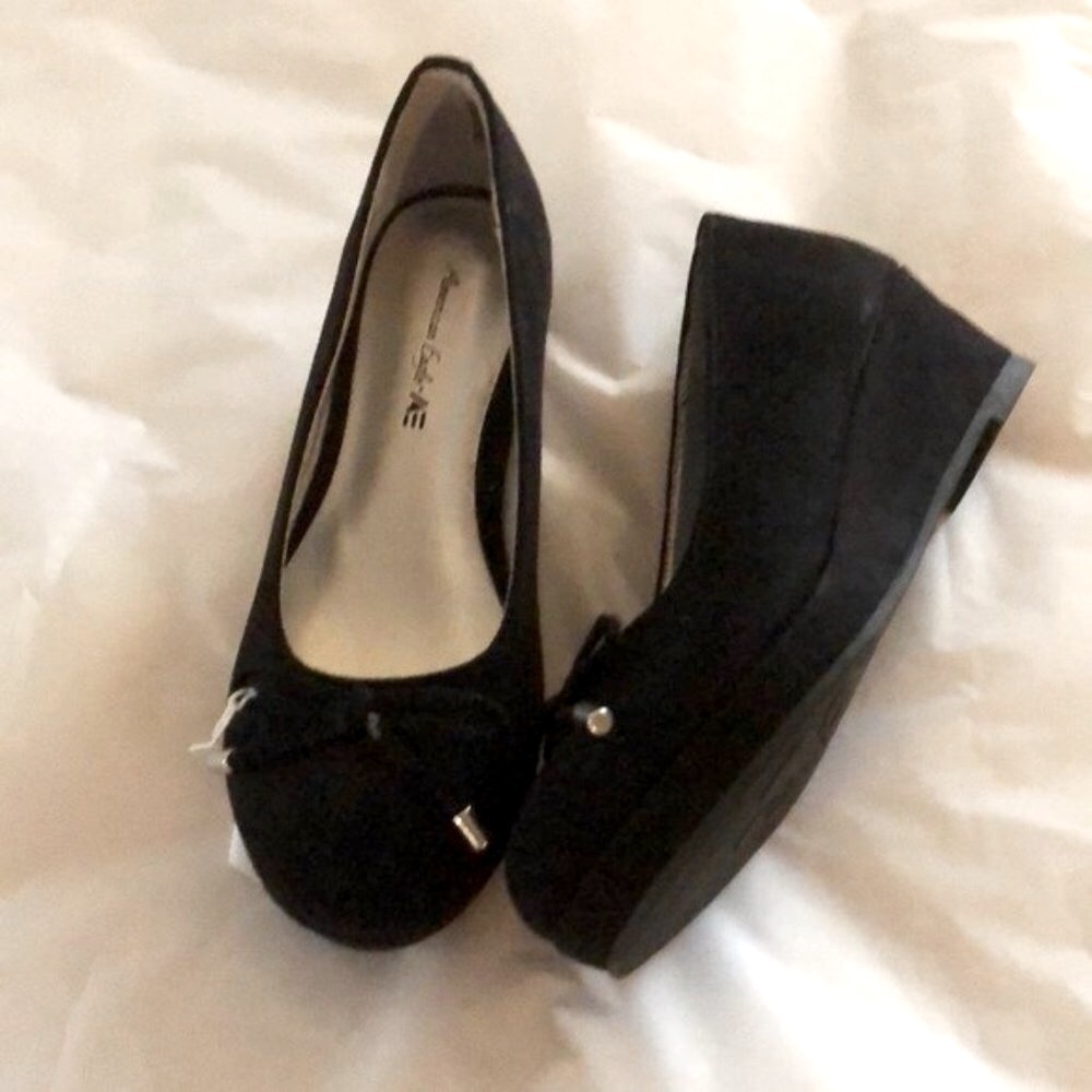 Shoes girls new size 11M black slip on American Eagle by Payless man made